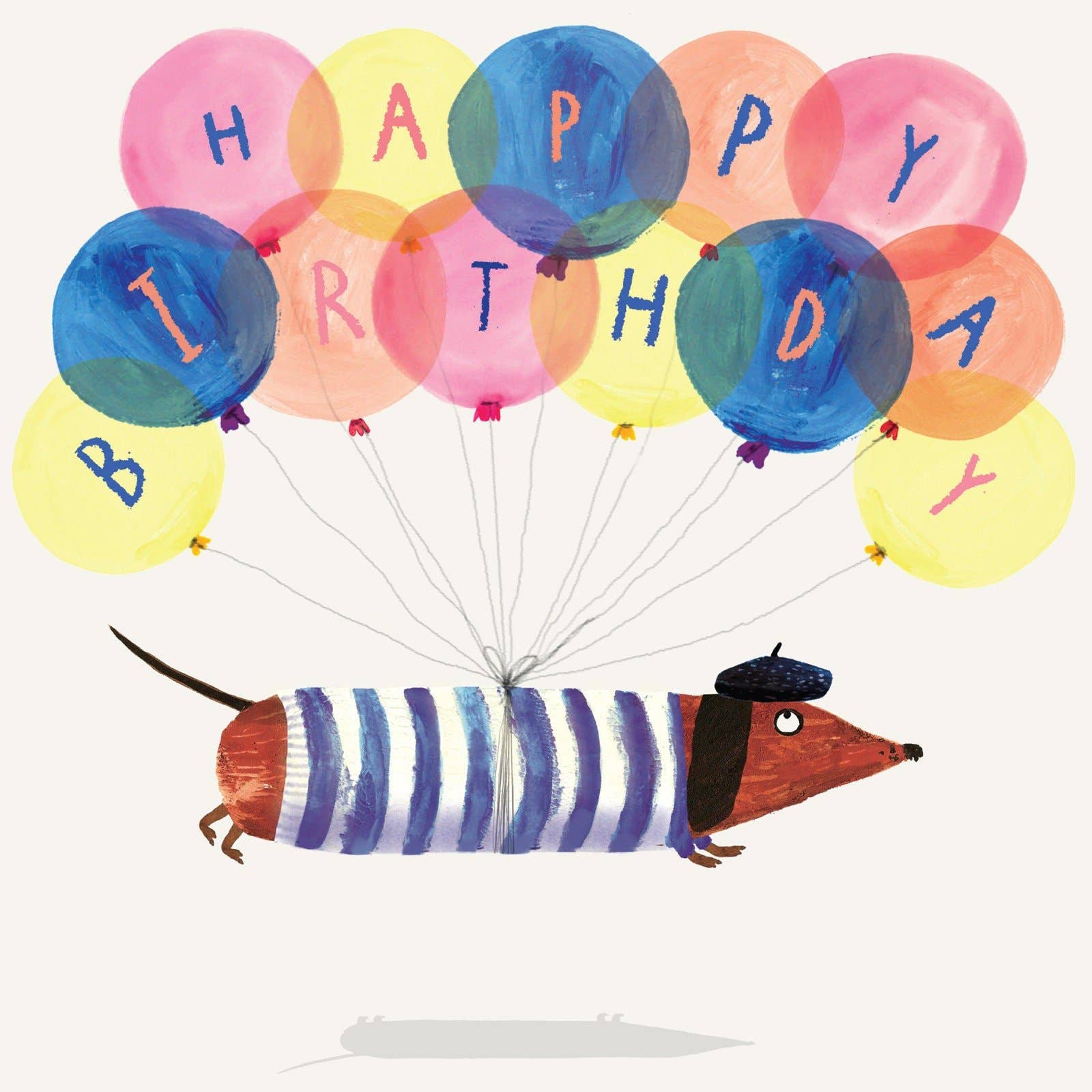 Sausage Dog Balloon Birthday Card