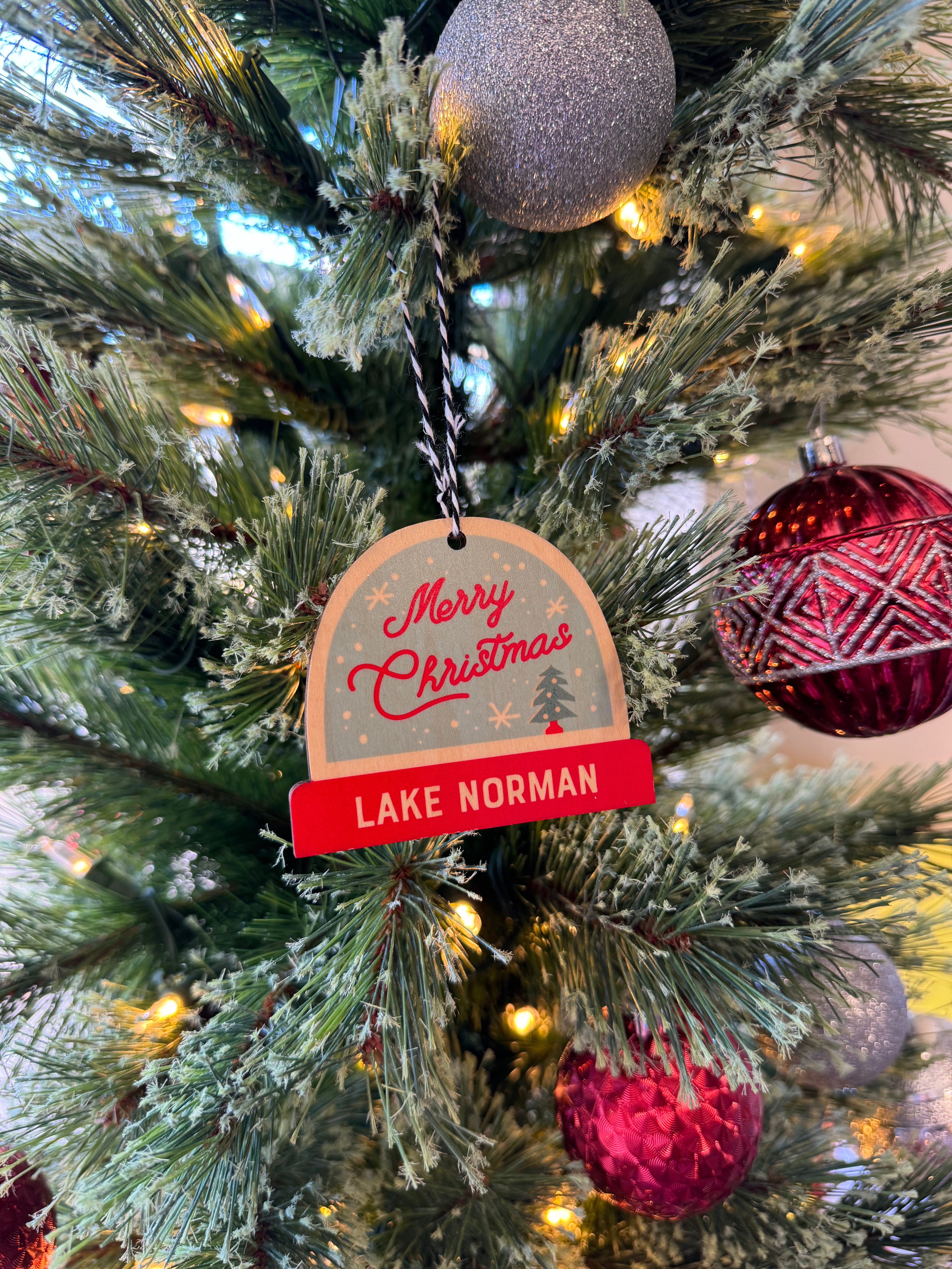 Lake Norman Wood Snowglobe Ornament