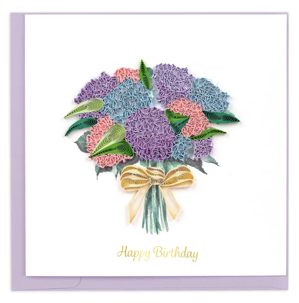 Quilled Hydrangea Bouquet Birthday Greeting Card