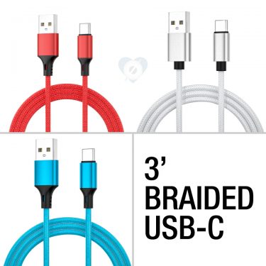 3 ft Braided USB-C to USB-A Cable