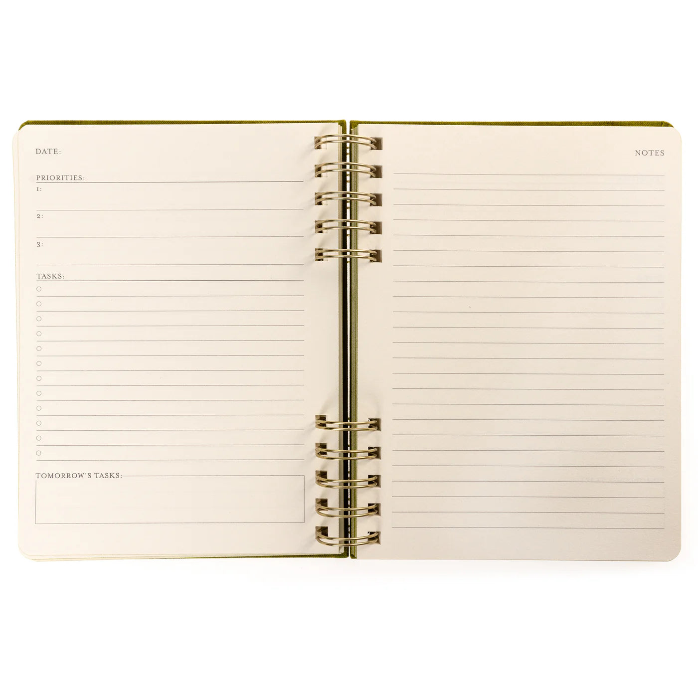 Daily Overview Olive Green Fabric-Covered Journal with Magnetic Bookmarks
