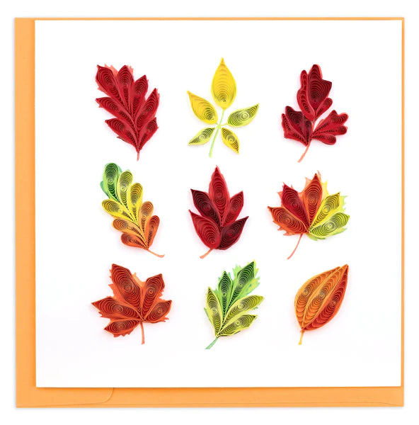 Quilling Fall Foliage Leaves Greeting Card