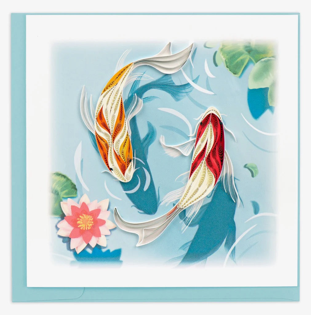 Quilled Two Koi Fish Greeting Card