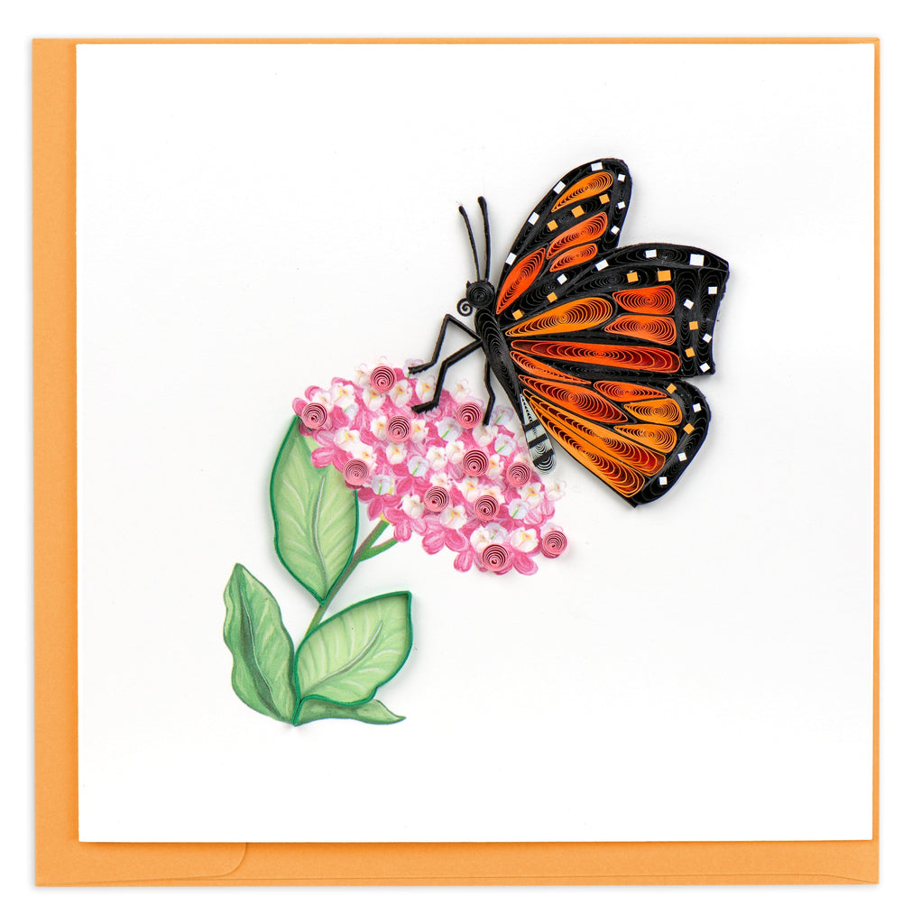Quilled Monarch Milkweed Butterfly Greeting Card