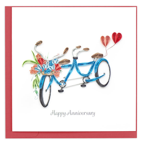 Quilled Tandem Bicycle Anniversary Greeting Card