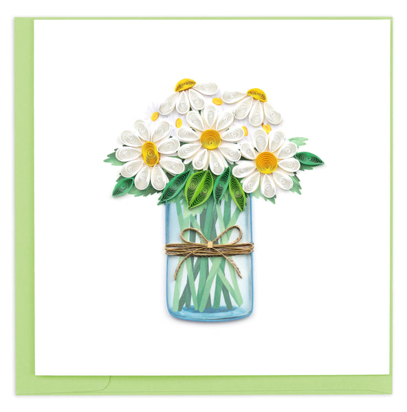 Quilled White Daisies in Jar Greeting Card