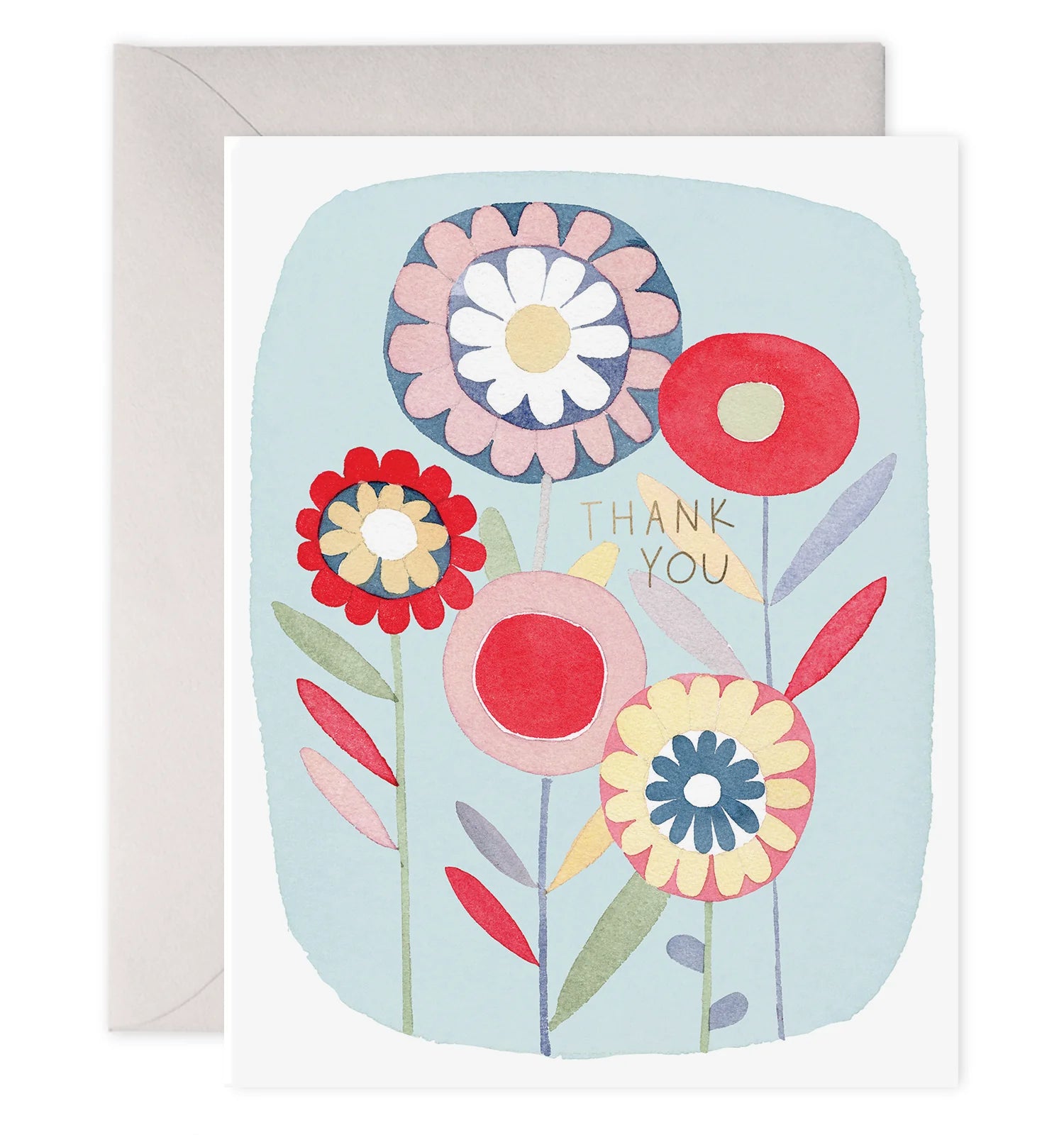 Folky Flowers Thanks Greeting Card