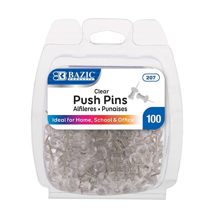 Clear Transparent Push Pins - Pack of 100