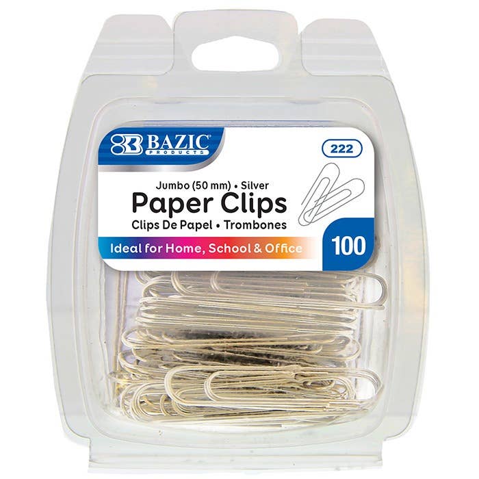 50mm Jumbo Silver Paper Clip - Pack of 100