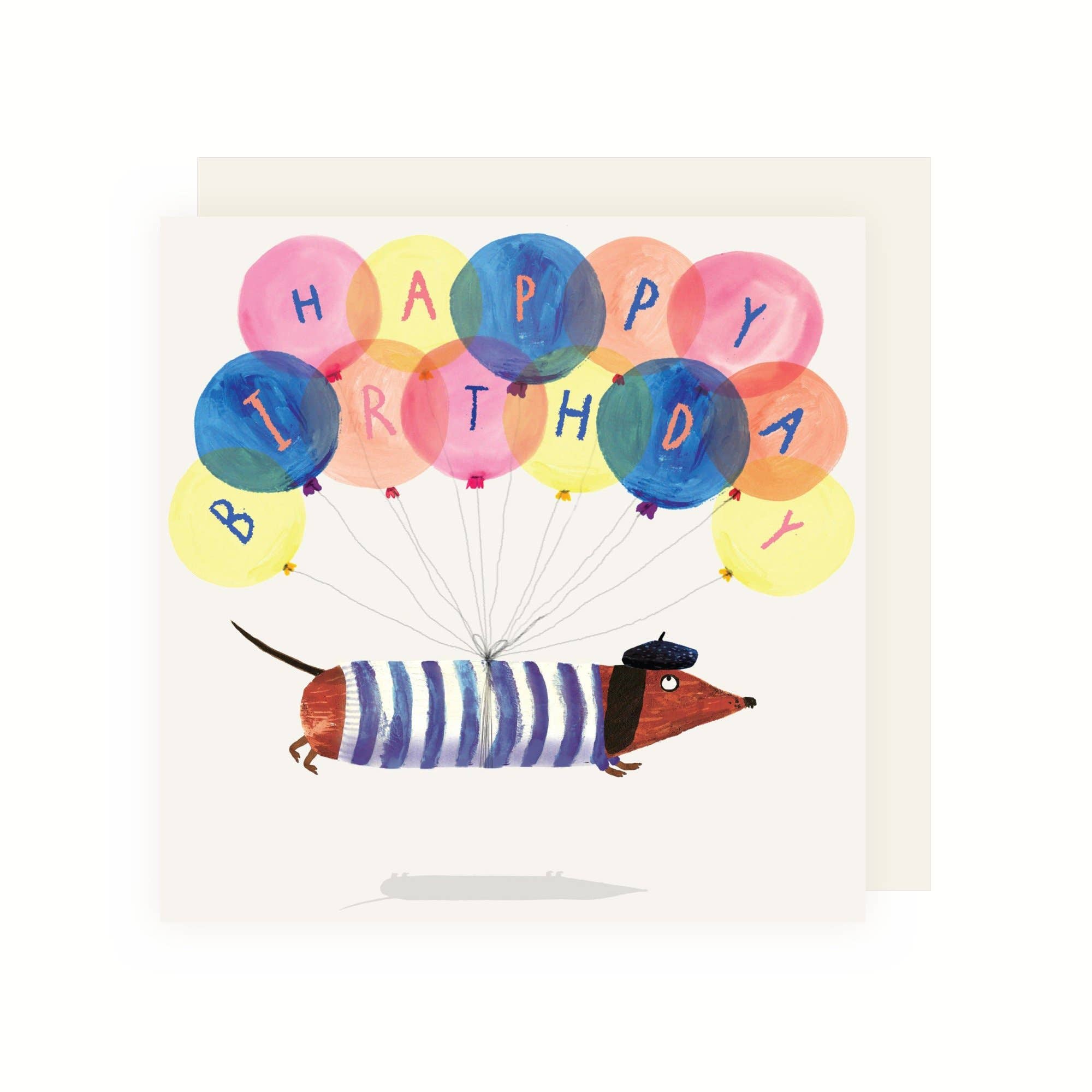 Sausage Dog Balloon Birthday Card