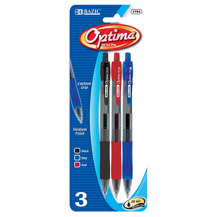 Optima Assorted Oil Gel Ink Retractable Pen with Grip