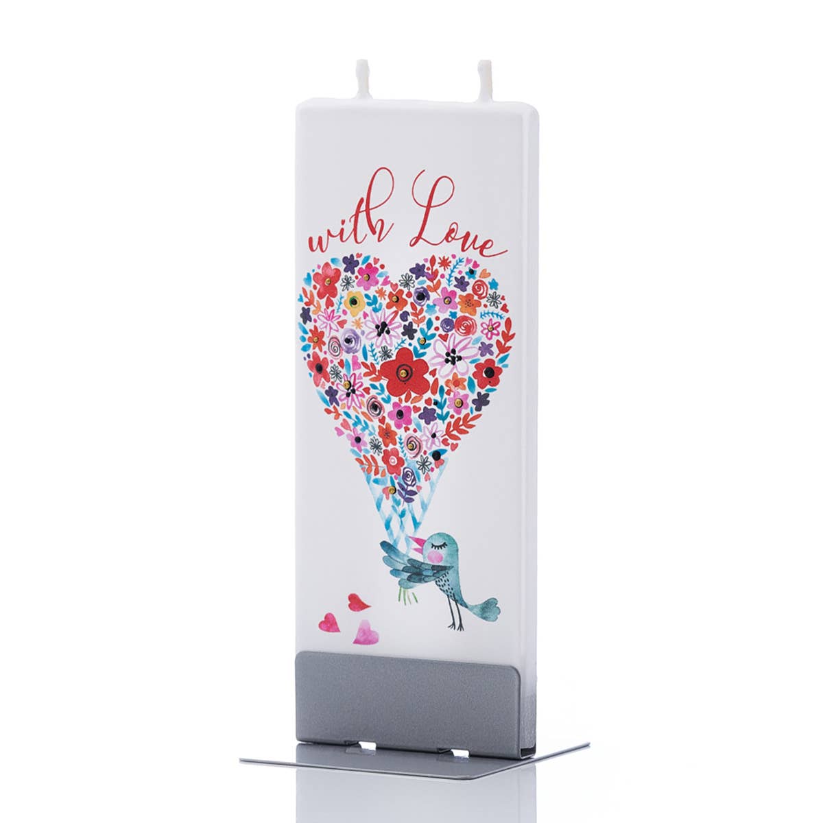 Flat Hand-crafted Candle - Love Bird with Floral Heart
