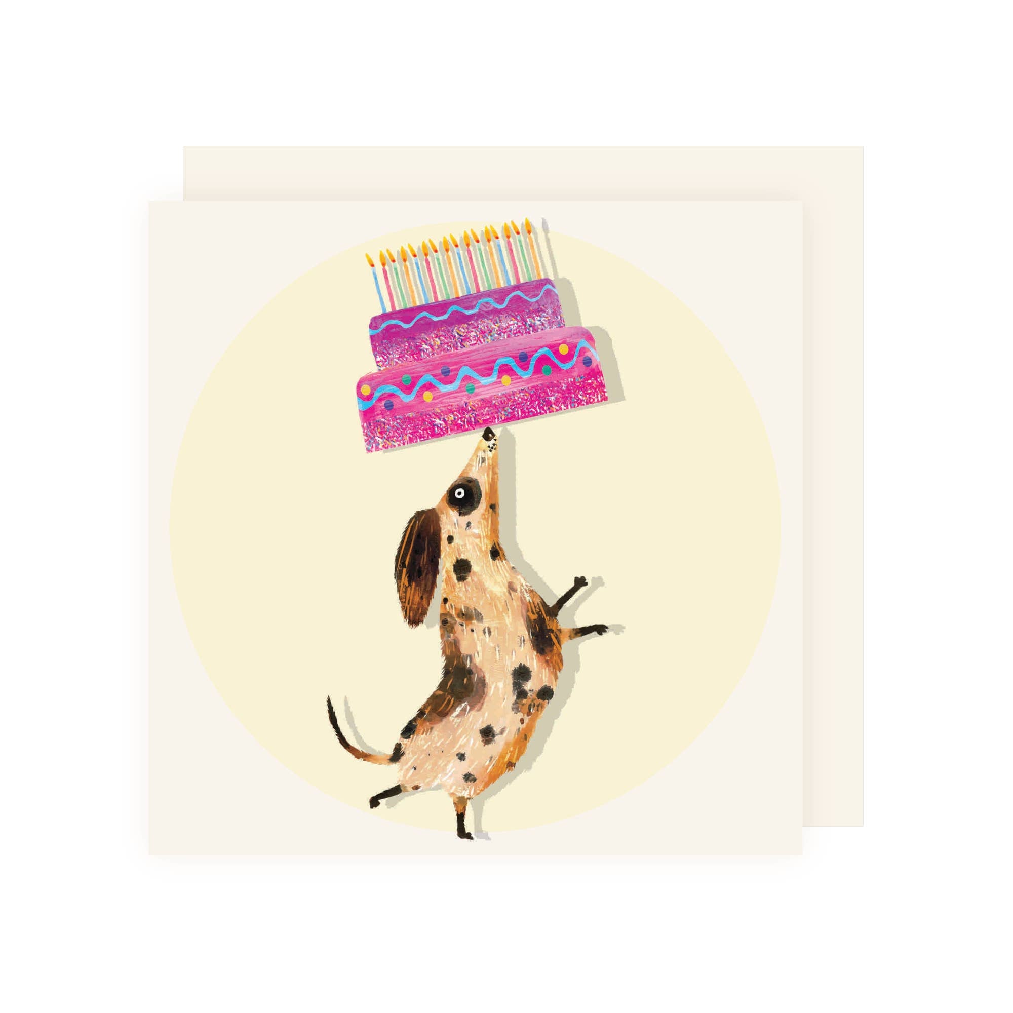 Happy Dog With Birthday Cake Card