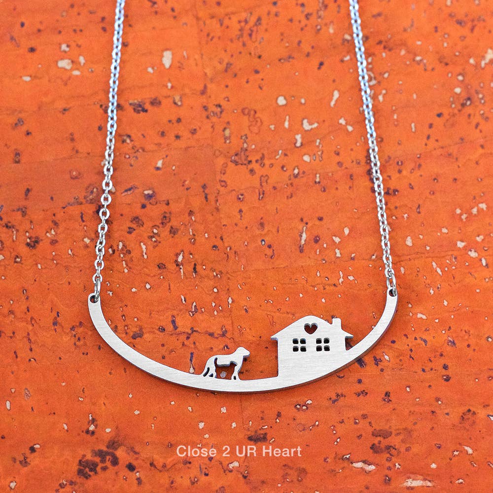 Dog with Cat Stainless Steel Necklace