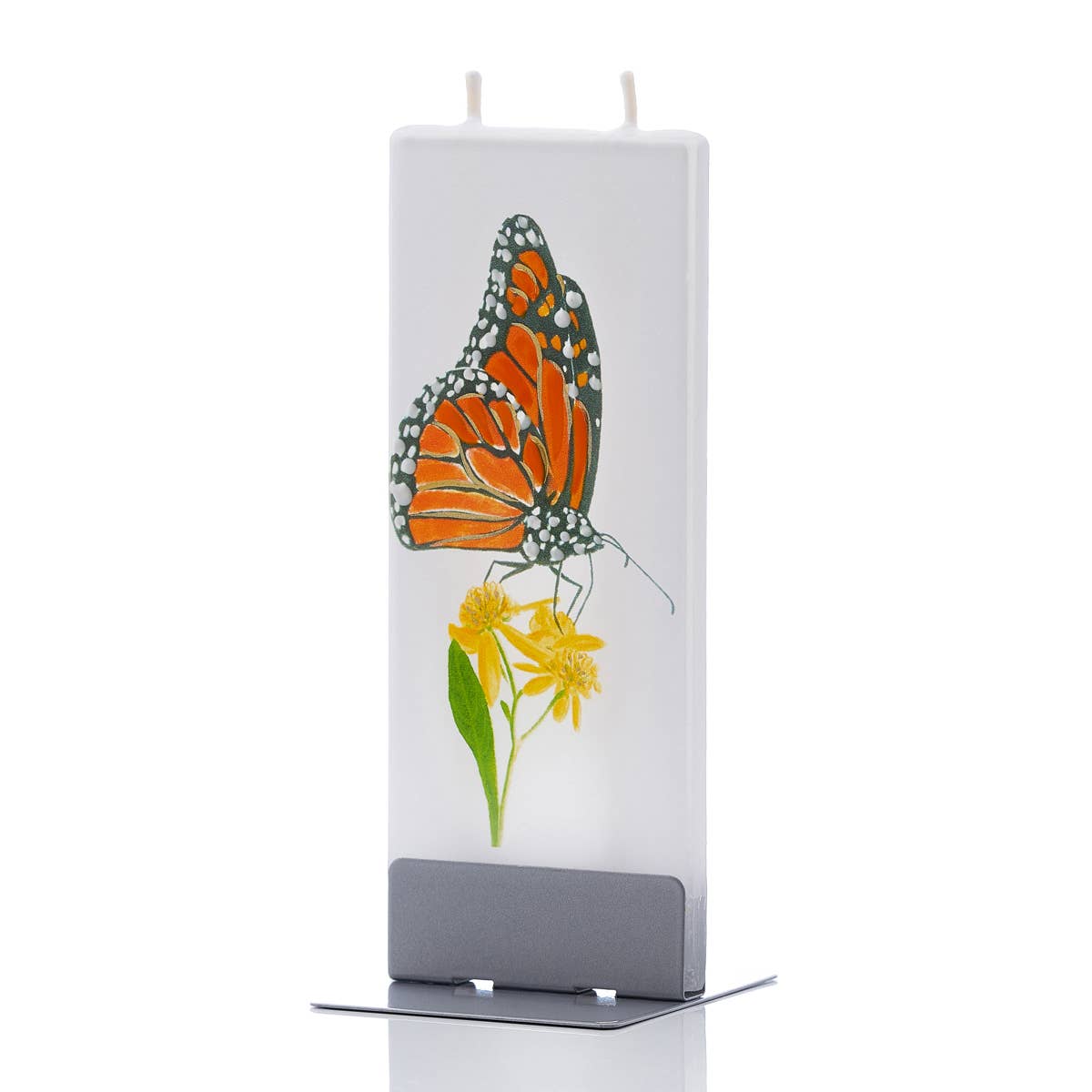 Flat Handmade Candle - Monarch Butterfly On Flower
