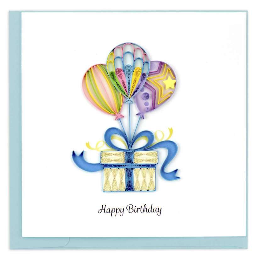Quilling Balloon Surprise Birthday Card