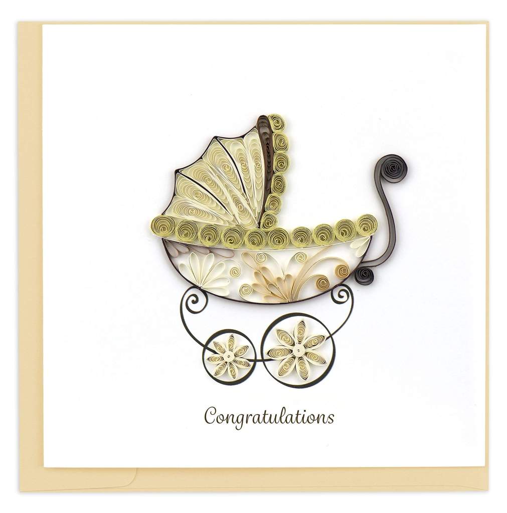 Quilling Baby Carriage Greeting Card
