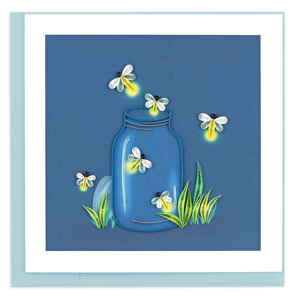 Quilled Fireflies Greeting Card