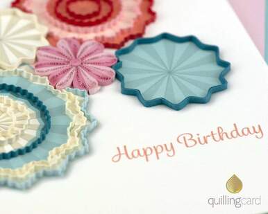 Quilling Birthday Paper Fans Greeting Card